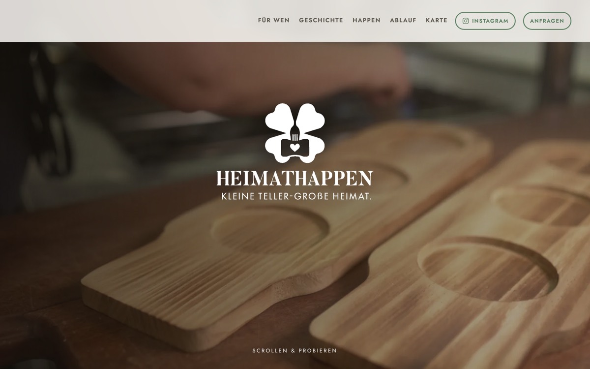 Startseite der von Matt IT Consulting umgesetzten Website Heimathappen Catering